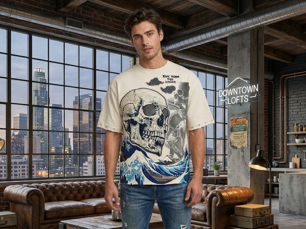 Oversized graphic skull tee