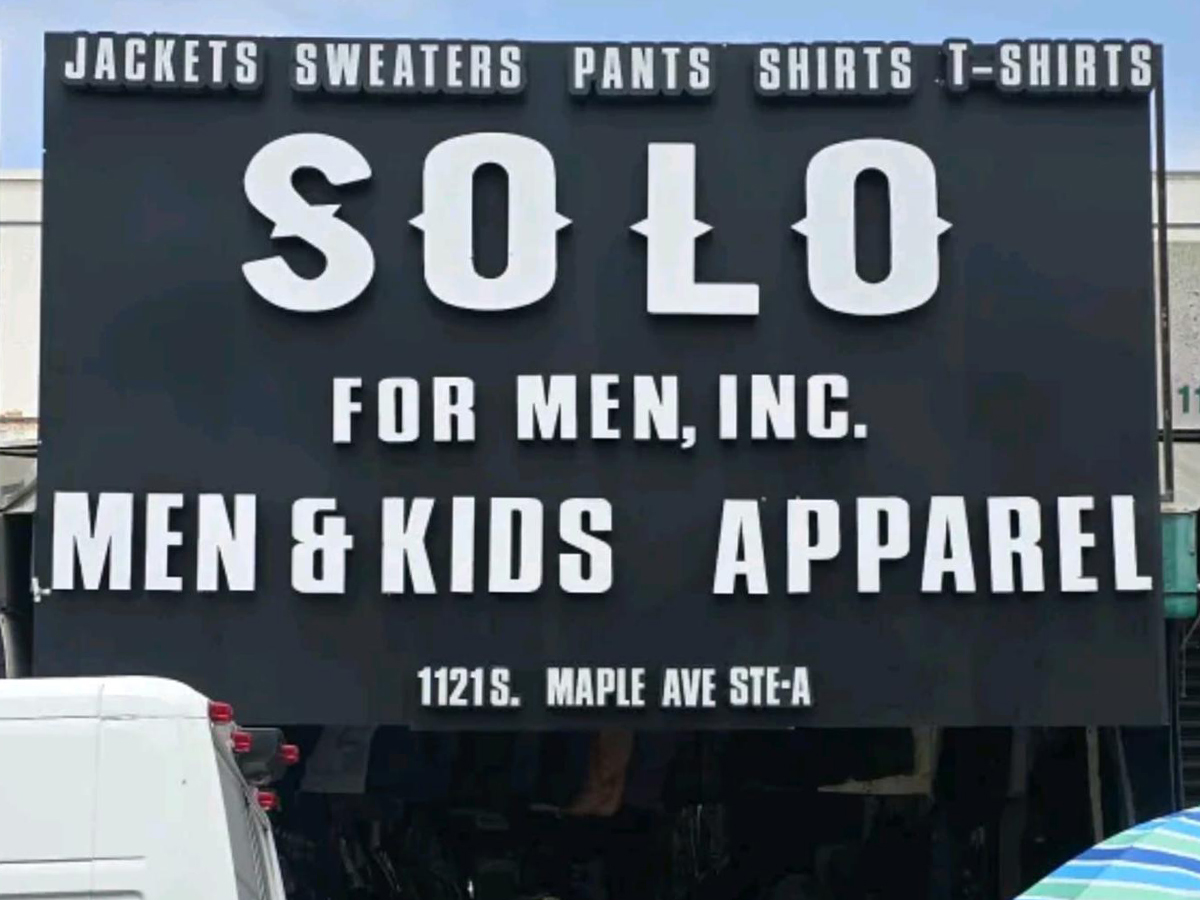 SOLO FOR MEN storefront on Maple Ave
